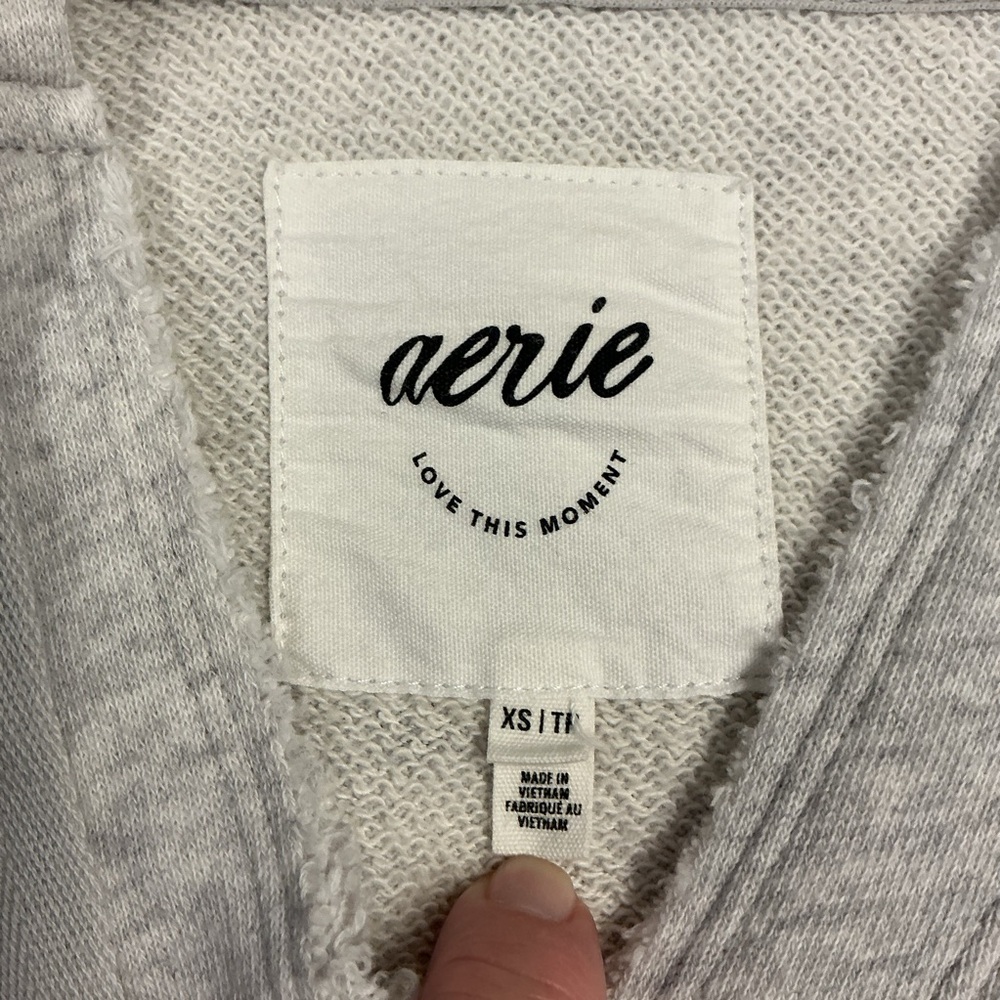 aerie SZ XS oversized grey Heathered V-Neck sweatshirt Down to Earth - Picture 9 of 11